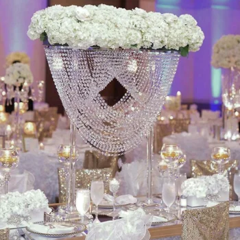 60 cm Visok Akrilna Crystal Tabela Centerpiece Poroko Lestenec Flower Stand Poročno Dekoracijo Centepiece Božični Okraski