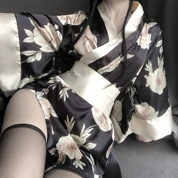 Japonski Kimono Sexy Erotično Perilo, Cosplay Obleko Tradicionalni Slog Haljo Skušnjavi, Kostume Pižamo Mehka Svila Pasu Za Ženske