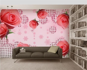 Beibehang ozadje po Meri rdeče rose vzorec žogo roza snežinka ozadju 3D TV, kavč ozadju steno stensko photo 3d ozadje