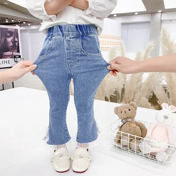 2022 Pomlad Novo Korejska Različica Dekleta Čipke Jeans Dekle Otroška Moda Priložnostne Sežgati, Hlače Otroci, Oblačil, Butik