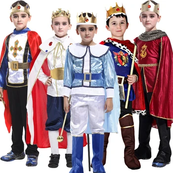 Halloween Plašč Krono Pasu Princ Kralj Krono Fantje Cosplay Kostum, Božič, Rojstni Dan Darilo Otrokom Ni Žezlo