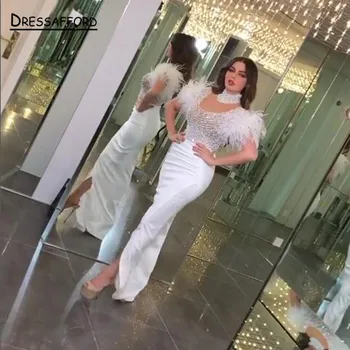 Luksuzni Beaded Večerno Obleko 2022 Dubaj Visoko Vratu Muslimanskih Formalno Prom Obleke za Ženske svate arabski