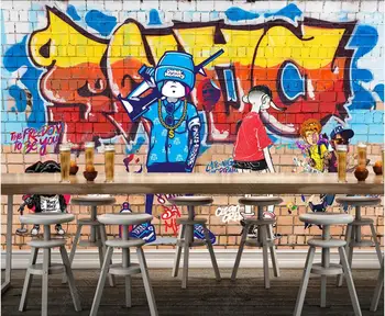 Po meri foto zidana 3d ozadje Pisane ulice rock grafiti bar KTV doma dekor dnevne sobe, tapete za stene, 3 d, v zvitkih