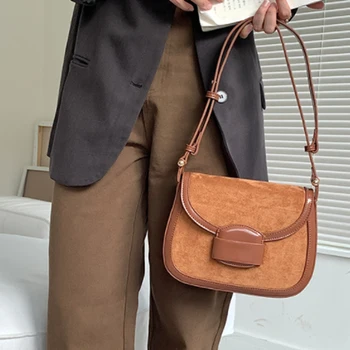 Retro eno ramo messenger bag Novo obliko Sedla vrečko Kontrast pod pazduho torba torba