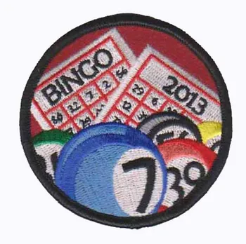 Vezenje Bingo Logotip Obliži iz Keper s Merrow Meji in PVC podloga Dobrodošli meri MOQ50pcs brezplačna dostava