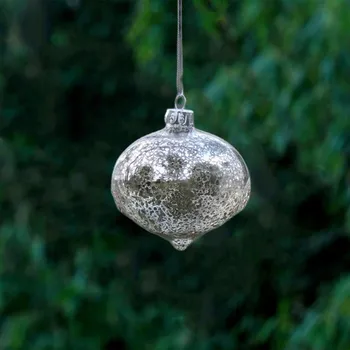 Premer=8 cm Čebulo Oblikovan Notranji razlog Srebrno Obrti Steklo Obesek Domu Dekorativni Božični Dan Visi Drevo Ornament