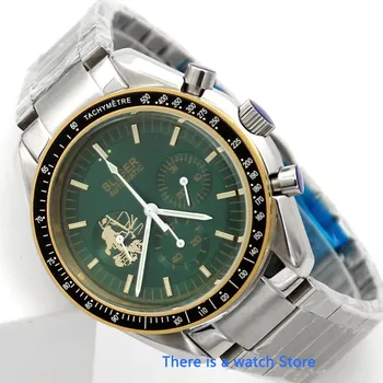 Bliger 40 mm Zelena izbiranje automatic Mehanski mens watch safirno steklo, Svetlobna Nepremočljiva datum indikator ročno uro Moški