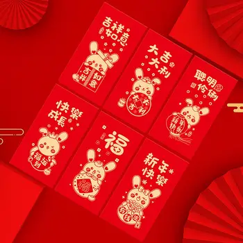 6pcs Risanka Rdeče Paketni Zajec Leto Zgosti Denar sredstva Za 2023 Kitajsko Novo Leto Dekoracijo