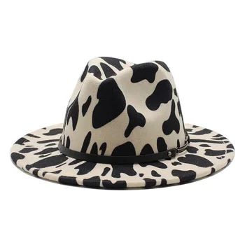 Ženske Fedora Klobuki Leopard Jazz klobuki kavbojski klobuk za ženske in moške zimske moške skp črni Pas volne bowler klobuk na debelo