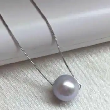 Naravni baročno South Sea gray Pearl obesek srebrna ogrlica Kristalno Srce Darilo Čare Quartz Jekla Nakit Choker Clavicle
