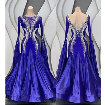 Dvorana plesno obleko kraljevsko modra Standard Plesno Obleko dvorana obleko za Konkurenco sodobni ples Kostum