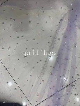Stt01# aprila ČIPKE Zbirka 2021 pisane kroglice bleščice čipke violet očesa til luksuzni poročne čipke Za šivanje poročne obleke