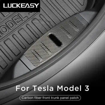 LUCKEASY Spredaj Motor Polje Prtljage Odbijača Plošča Za Tesla Model 3 2017-2022 Spredaj Polje Pravi Ogljikovih Vlaken Varstvo Obliž