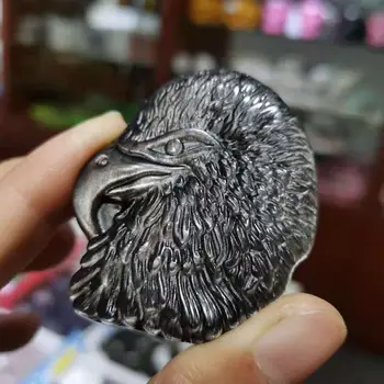 Naravna srebrna obsidian Vklesan Živali Orel, Vodja Ornament Dekoracijo