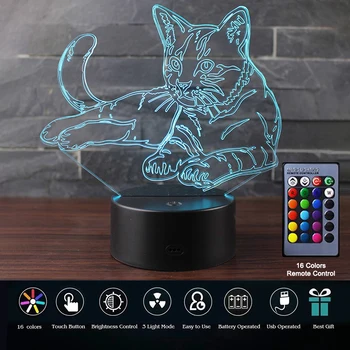 3D Luštna Mačka Otroška Nočna Lučka USB LED namizne Svetilke RGB Pisane Dotik Za Spalnica Dekor Otroci Otrok Vzdušje Darilo za Rojstni dan