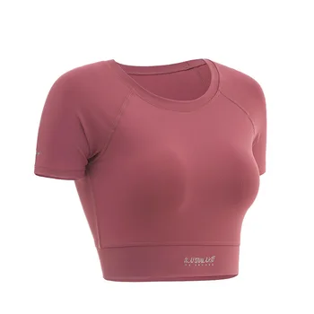Joga bo ustrezala fitnes ženske poletne športne hitro suhe tesen telesa razkrivajo popek seksi top T-shirt pol rokav kratek telovnik