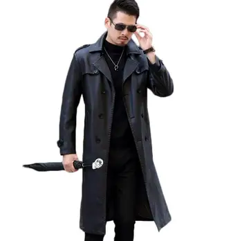Moški usnjeni jakni slim plus žamet jeseni, pozimi jarek plašč moški zgostitev črne jakne modna oblačila jaqueta de couro 3XL