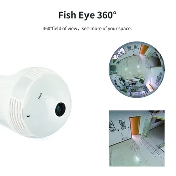 Žarnica Svetlobo Brezžična IP Kamera 960P FishEye 360-stopinjski Panoramski VR Kamero 1.3 MP Home Security Lučka Wifi Kamera