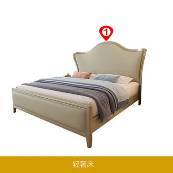 Ameriški luksuznih masivnega lesa dvojno 1,8 m spalnico kralj posteljo krema veter Evropski stil visoko polje postelja