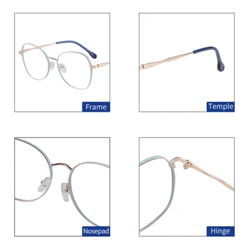 ZENOTTIC Kovinski Acetat Očala Okvirji za Ženske Jasno Objektiv Krog Okvir Optičnega Kratkovidnost Recept Očala Modni Očala
