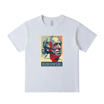 Harajuku Moških Ulične Charles Bukowski T Srajce Moda Vintage T-Majice Svoboden Bombaž Kratka Sleeved Prevelik Tee Shirt Homme