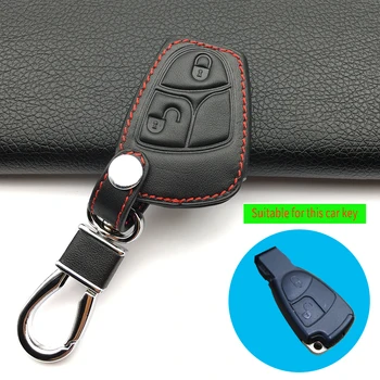 3 Gumbi, Usnje Avto Smart Remote Key Fob Pokrov ležišča Primeru, Primerni Za Mercedes C E S CL Razred C180 C260 Z Keychain Keyring