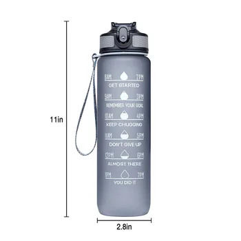 32oz Neprepustne BPA Free Pitne Vode Steklenico 1000ml s Slamo Izolirana Čas Marker Prenosni Zunanji Motivacijski Drinkware