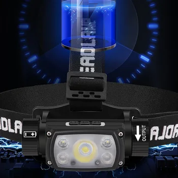 Indukcijsko Žaromet XHP50 LED Glavo Svetilka z Vgrajeno Baterijo Svetilka USB Polnilne Glavo Baklo 5 Razsvetljavo Načini Vodja Svetlobe