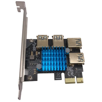 Pcie 1 Do 4, PCI Express Kartico Riser, 1 Do 4 USB 3.0 vmesniško Kartico Z Veliko hladilno telo, PCI-E 1X Na Zunanje 4 USB 3.0