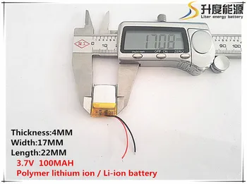 3.7 V,100mAH,[401722] PLIB; polimer litij-ionska / Litij-ionska baterija za GPS,mp3,mp4,mp5,dvd,bluetooth,model igrača