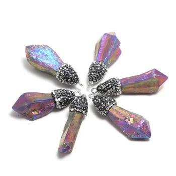 Naravni Amorfni Kristalno Obeski čarobne gumbe za Nakit, Izdelava DIY Primerna Oprema Ogrlice Uhani Zapestnica 10x30-15x40mm