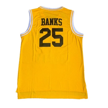 BG majice za košarko BEL-AIR AKADEMIJA 25 BANK jersey Vezenje šivanje na Prostem šport Hip-hop kulture film črna rumena