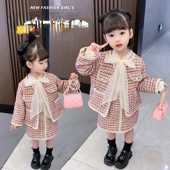 2023 korejski Modni Stil Pomlad Novih Otroci vari Dekleta Dolgo Sleeved Otrok bo Ustrezala Spomladi in Jeseni Dekleta Kariran Oblačila A60
