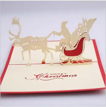 10Pcs/Veliko Vroče Prodaje 17 let nove ustvarjalne 3d Božična razglednica vabilo tri-dimenzionalni Božični kartice Santa jelena avto kartico