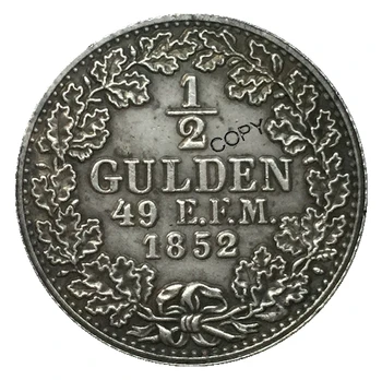 Nemški 1852 1/2 Gulden kovanec kopijo 24 mm