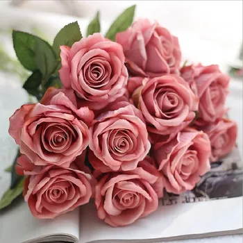 Doma Dekor Umetne Rože Flanela Simulacije Rose Dnevna Soba Jedilnica-tabela Ponaredek Cvetlični Okraski Poroko Dekor Streljanje Rekviziti