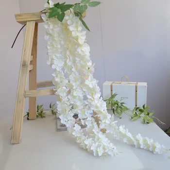 Umetni Hydrangea Svile Cvetja 5.4 Feets Dolgo Elegantno Wisteria Trte Ratana Za Poroko doma Božični okraski