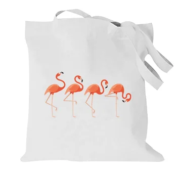 Ženske Platno Varovanec Vrečko Zložljive Torbici Tote Vrečko Flamingo Vzorec Velike Zmogljivosti Ženske Nakupovanje Organizator Ramo Torbe
