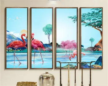 Beibehang Sodobne Umetnosti Zidana Ozadje po Meri 3D Džungle Akvarel Flamingo Ozadje Stene Dekorativno Slikarstvo de papel parede