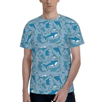 2021 Nove Majice s kratkimi rokavi Ženske/moški Modni Feamle Shark Vzorec majice Priložnostne Kratkimi Vrhovi Tees Ženske Oblačila