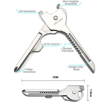 Eos orodje Mini Utili Tipko obliko obroča žep Odpirač, Izvijač keychain komplet Orodje za preživetje Multi utility taktično Večnamenski Nož