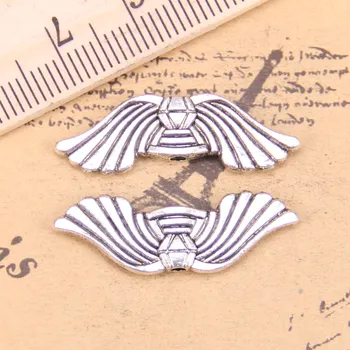 62pcs Nakit Čare angel krila, noge 10x30mm Antique Silver Plated Obeski, zaradi Česar DIY Ročno Tibera Srebrni Nakit