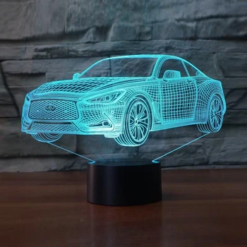 LED Avto 3D Lučka Otroci Igrače Otrok Božična Darila 7 se Spremeni barva Night Light Osvetlitev Za Spalnico Poleg Luminaria Dekorativni
