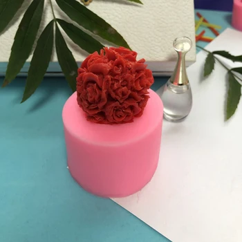 Priljubljena Rose Cvet Žogo Silikonski Sveča Plesni DIY Ročno Obletnico Počitnice Aromaterapija Sveče, Mila Plesni Okraski