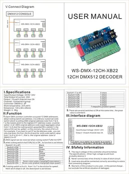 WS-XB22-12CH-BAN Konstantnim tokom 12 Kanal DMX512 Dimmer Dekoder Krmilnik