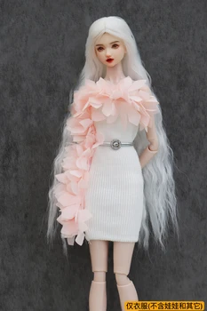 Bela pletenje roza flounce obleko + pasu / ročno 30 cm punčko oblačila obleko Za 1/6 Xinyi FR ST Barbie Lutka oblek