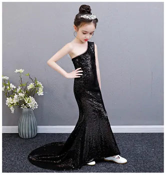 Dekle Obleko 12 Do 14 Let Black Sequined Sijoče Elegantno Teen Stranka, Dekleta Obleke za Otroke Obleko Festa Hitra Dostava