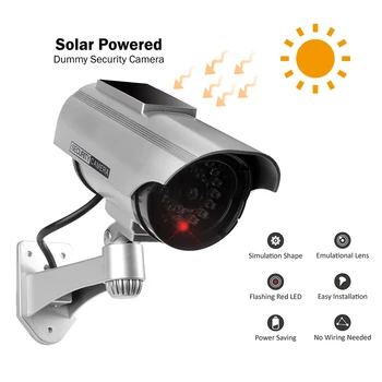 Solar Powered Lažne Kamere Utripajoča Rdeča LED Monitor Notranja Zunanja Simulacije CCTV Nadzora Varnosti Dummy Kamera