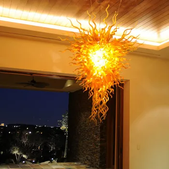 Amber Obesek Svetilke za Hotelski Avli Soba Art Okras LED Svetlobni Vir arabski Slog Ročno Pihano Steklo Moderen Lestenec