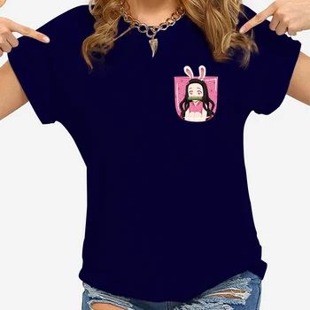 Kamado Nezuko printed Majica s kratkimi rokavi Ženske Poletje Anime Demon Slayer Kawaii Grafični T Shirt Ženska Unisex Y2K Smešno Vrhovi Tshirt Gothic